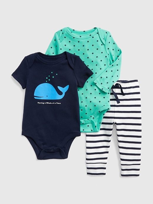 1 of 8 showing, with the color bright meadow of product Baby Bodysuit Pants Set