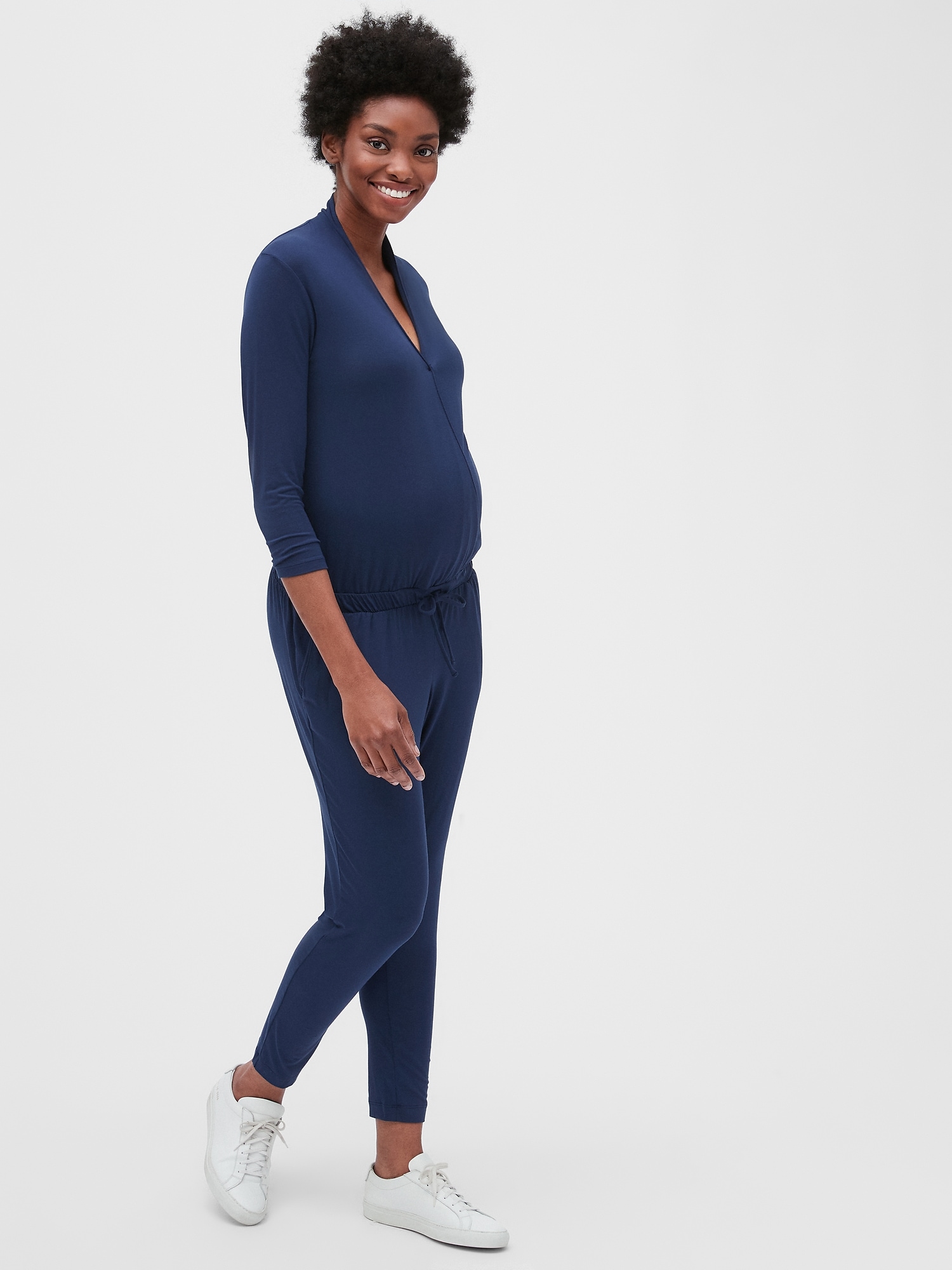 Maternity and Nursing Jumpsuit in Wrap Look order online | Mamarella