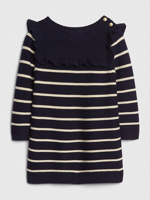 Image number 1 showing, Baby Stripe Ruffle Sweater Dress