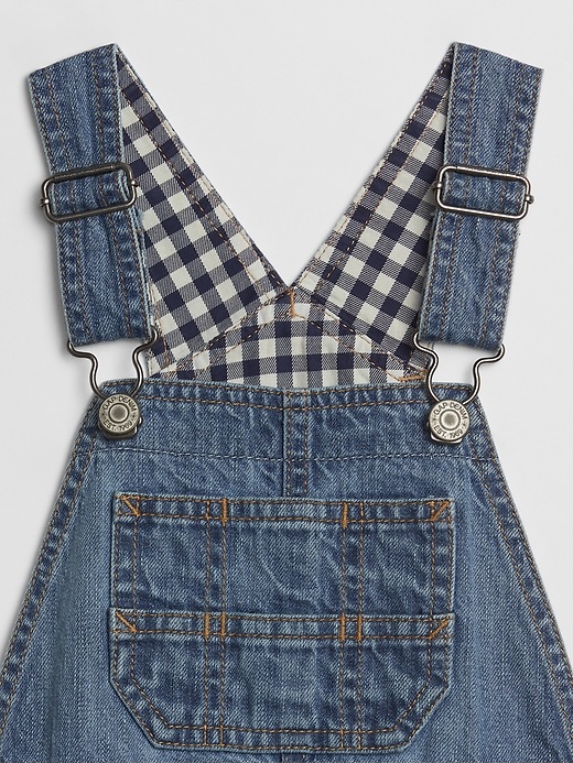 Image number 3 showing, Toddler Gingham-Lined Overalls