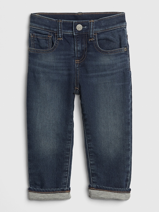 Image number 1 showing, Toddler Lined Straight Jeans with Stretch
