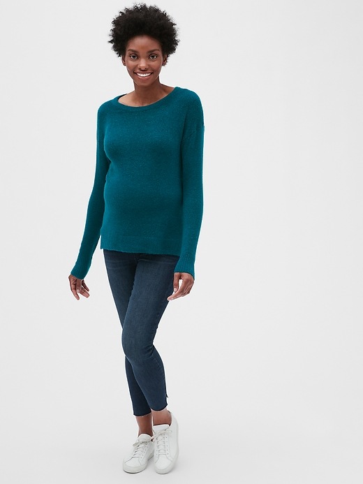 Image number 3 showing, Maternity Side-Slit Boatneck Sweater Tunic