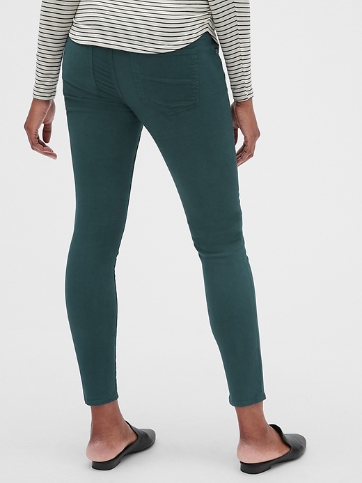 2 of 8 showing, with the color mountain pine green of product Maternity Full Panel True Skinny Jeans in Color