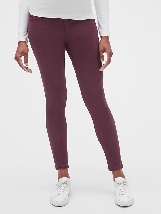 1 of 8 showing, with the color secret plum purple of product Maternity Full Panel True Skinny Jeans in Color