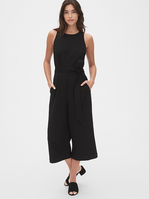 Sleeveless Wide-Leg Crop Jumpsuit