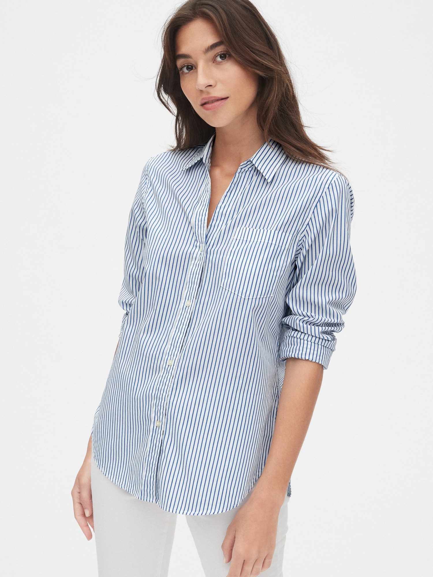 Fitted Boyfriend Pattern Shirt Gap
