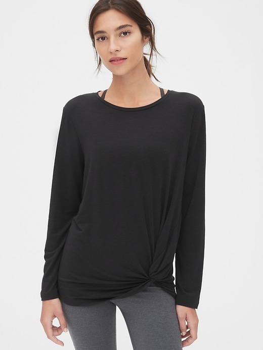 View large product image 1 of 1. GapFit Breathe Long Sleeve Twist-Front Top
