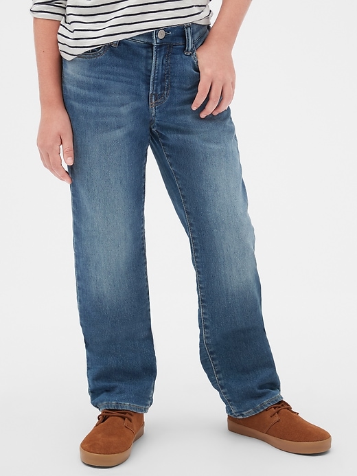 2 of 8 showing, with the color medium wash of product Kids Jersey-Lined Original Jeans