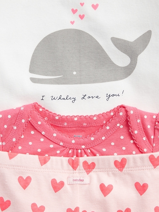 2 of 8 showing, with the color light pink of product Baby Bodysuit Pants Set