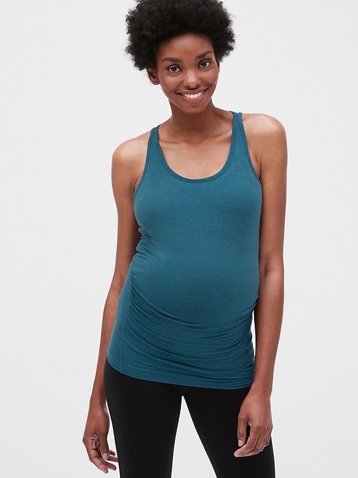 View large product image 1 of 1. Maternity GapFit Breathe Strappy Shelf Tank