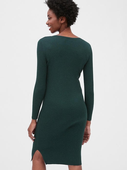 Image number 2 showing, Maternity Ribbed Henley Sweater Dress