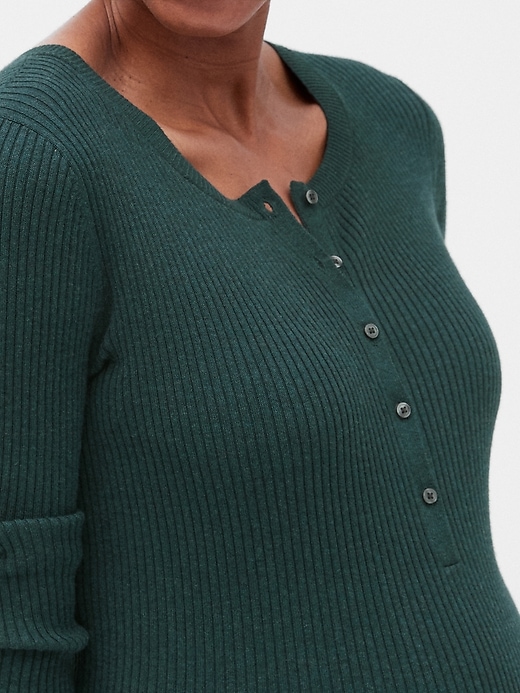 Image number 4 showing, Maternity Ribbed Henley Sweater Dress