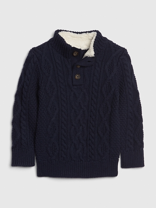Image number 5 showing, Toddler Cable-Knit Mockneck Sweater