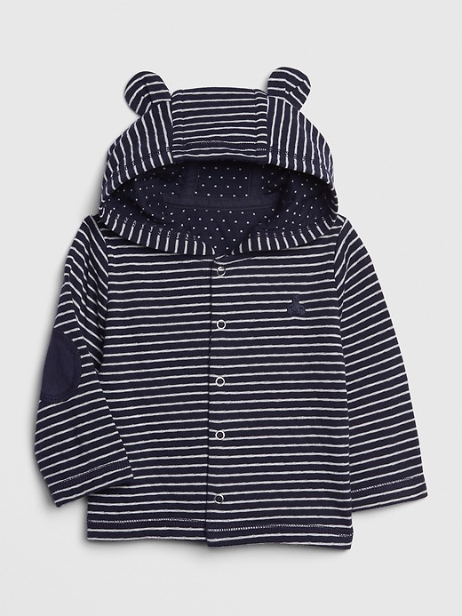 1 of 8 showing, with the color dark night of product Baby Brannan Bear Patch Hoody Sweatshirt