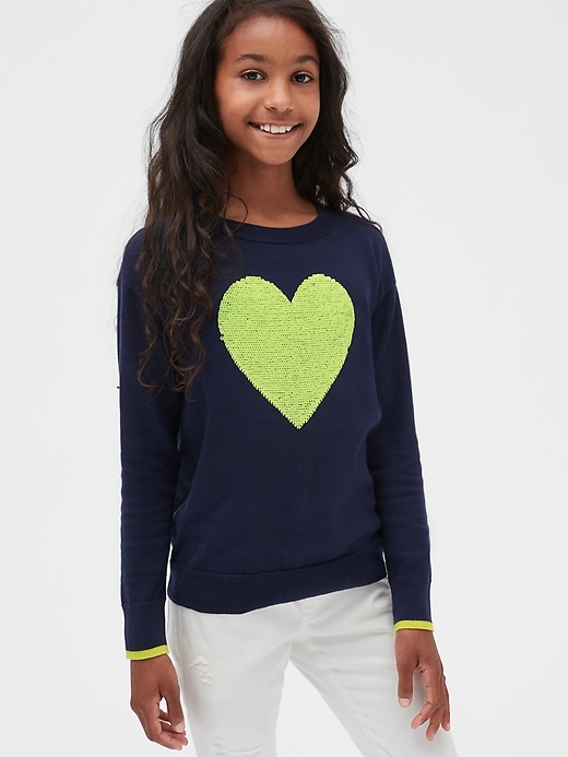 2 of 8 showing, with the color dark night of product Kids Flippy Sequin Sweater