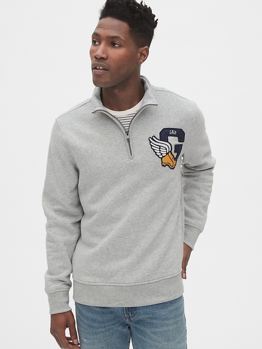 Image number 7 showing, Gap Athletic Logo Quarter-Zip Mockneck Sweatshirt