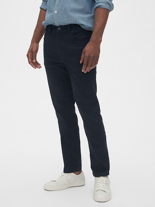 1 of 8 showing, with the color new classic navy blue of product Soft Wear Skinny Jeans with GapFlex