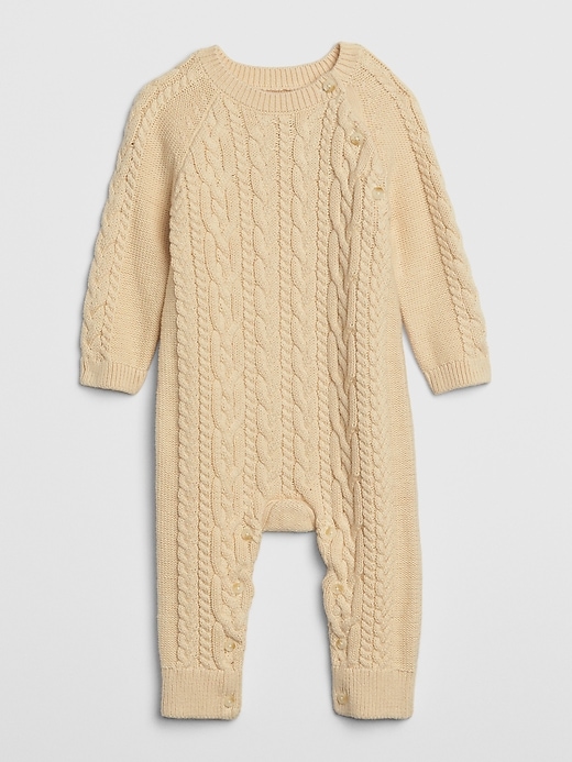 1 of 8 showing, with the color french vanilla of product Baby Cable-Knit One-Piece