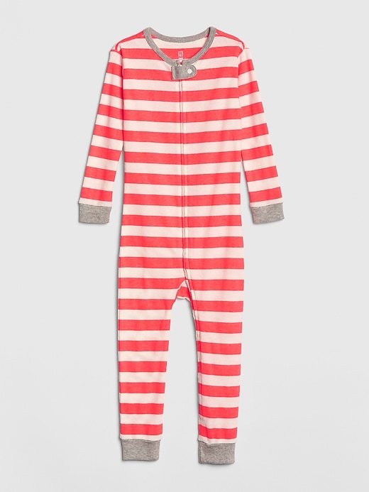 1 of 8 showing, with the color neon coral sprint of product babyGap Stripe PJ One-Piece