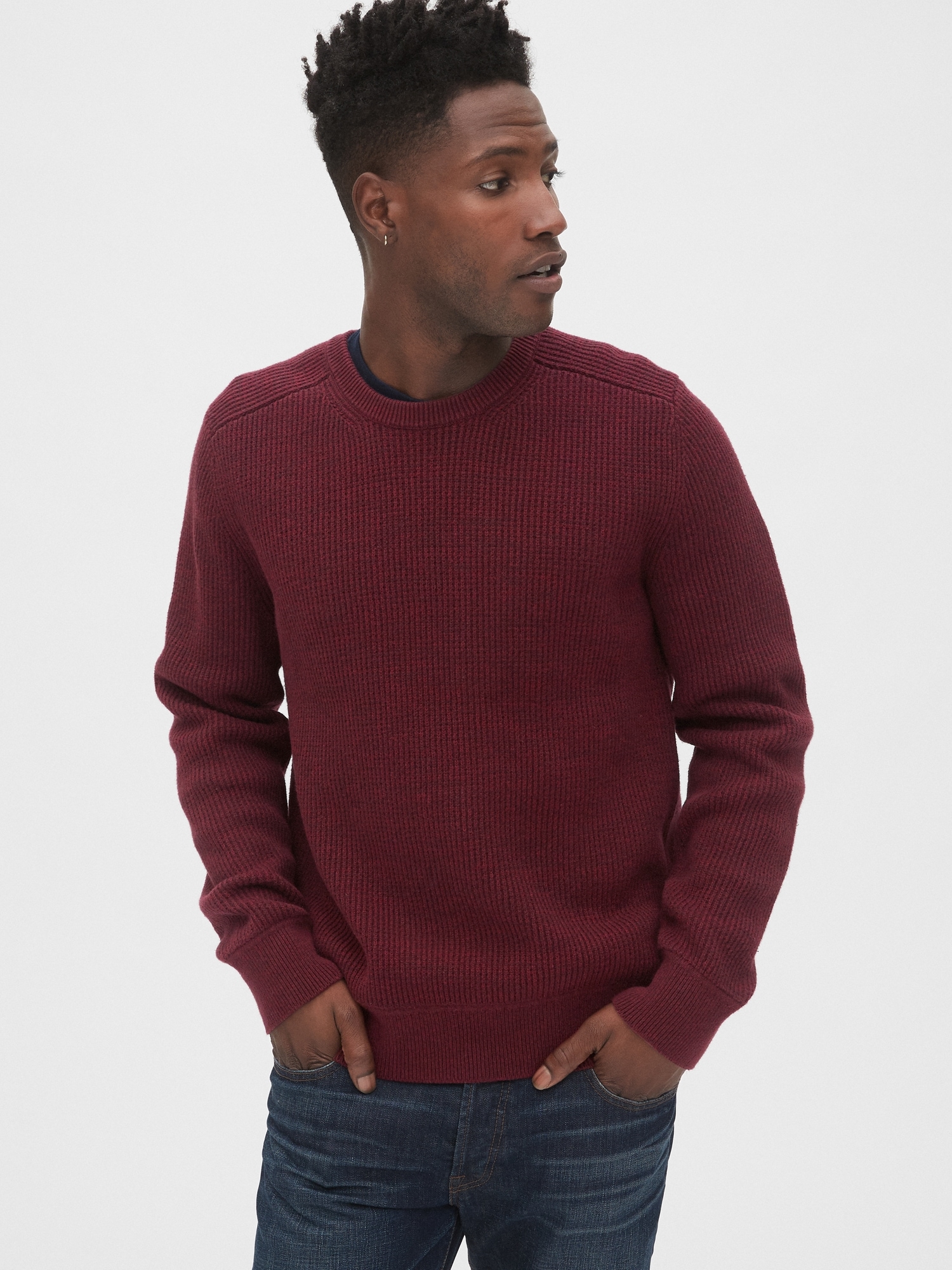 gap waffle crewneck sweater