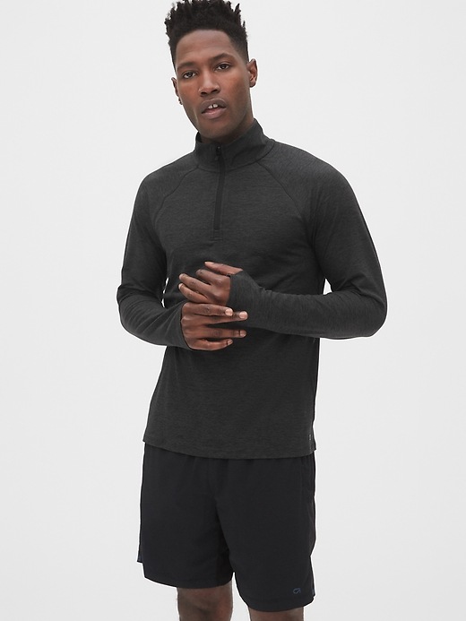 View large product image 1 of 1. GapFit Brushed Jersey Quarter-Zip Pullover