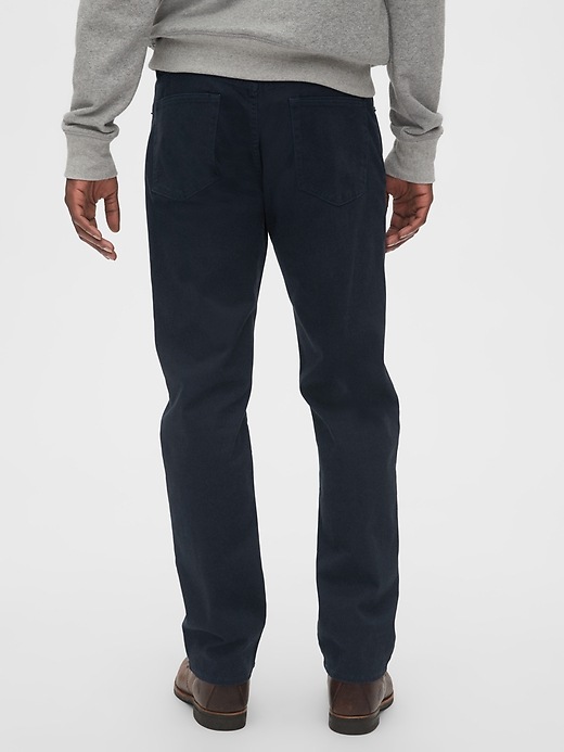 2 of 8 showing, with the color new classic navy blue of product Soft Wear Straight Jeans with GapFlex