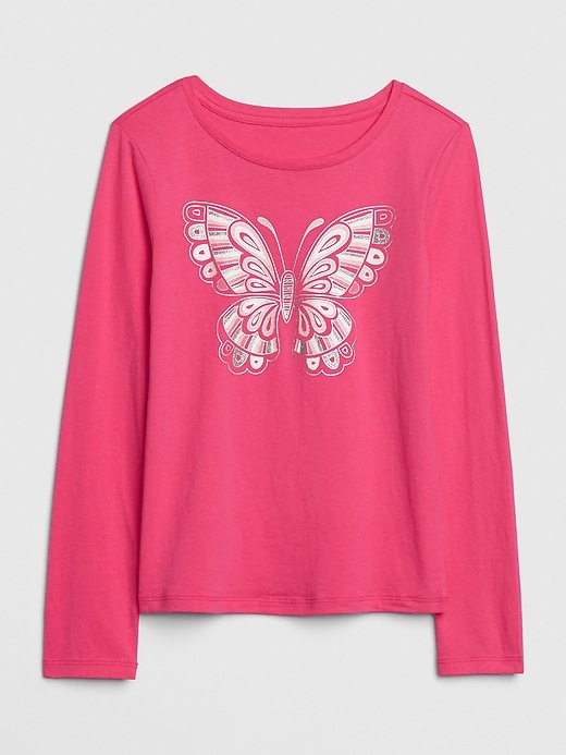 1 of 8 showing, with the color bold pink of product Kids Graphic Long Sleeve T-Shirt