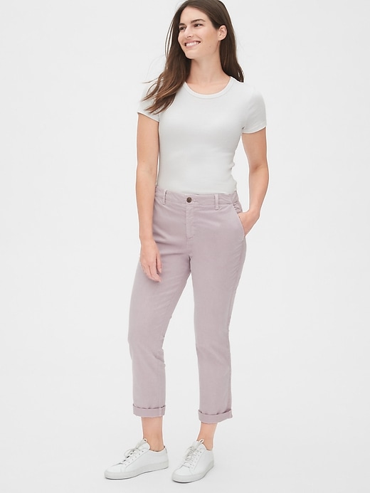 1 of 8 showing, with the color lavender of product Girlfriend Twill Stripe Khakis