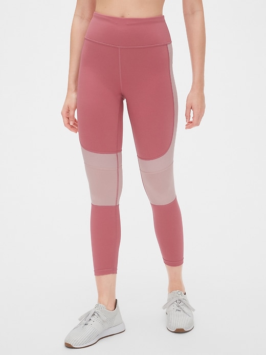 Image number 1 showing, GapFit High Rise Shine Colorblock 7/8 Leggings in Eclipse