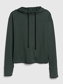 View large product image 6 of 7. GapFit Open-Back Hoodie in Brushed Tech Jersey