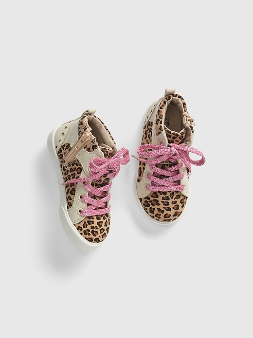 View large product image 1 of 1. Toddler Leopard Hi-Top Sneakers