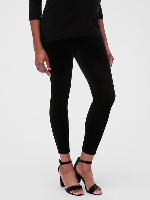 Image number 1 showing, Maternity Full Panel Velvet Leggings