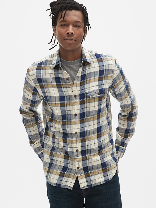 View large product image 1 of 1. Slub Plaid Flannel Shirt in Standard Fit