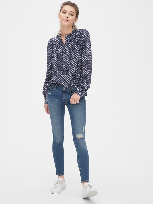 Image number 3 showing, Print Popover Crepe Blouse