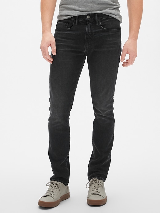 1 of 8 showing, with the color true black fracture of product Skinny Jeans with GapFlex