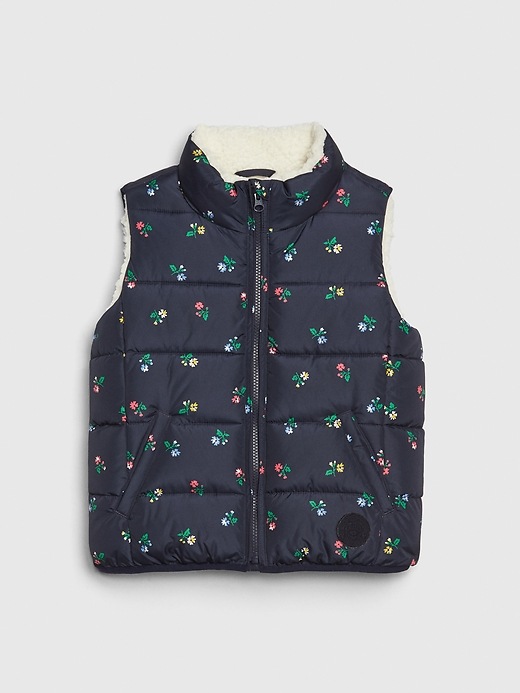 1 of 8 showing, with the color navy floral of product Kids ColdControl Max Cozy-Lined Vest