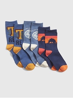 Kids Dino Crew Socks (3-Pack)