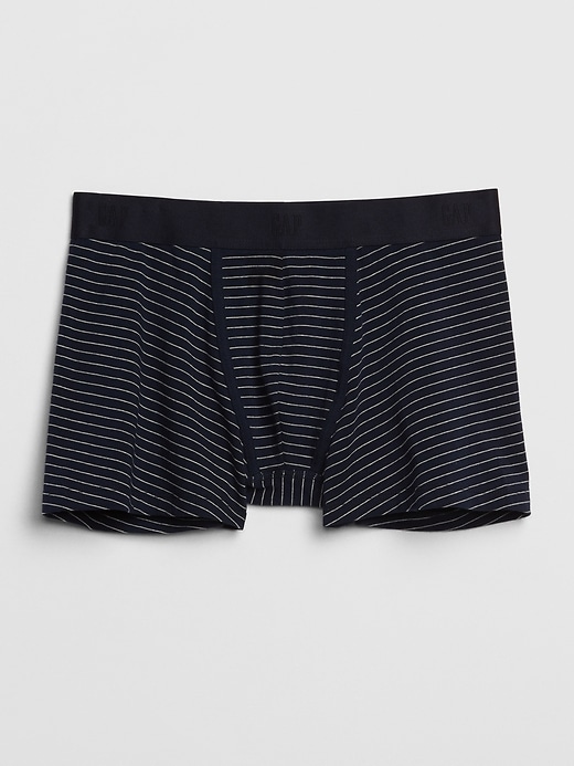 1 of 8 showing, with the color navy blue stripe of product 3" Stripe Boxer Brief Trunks