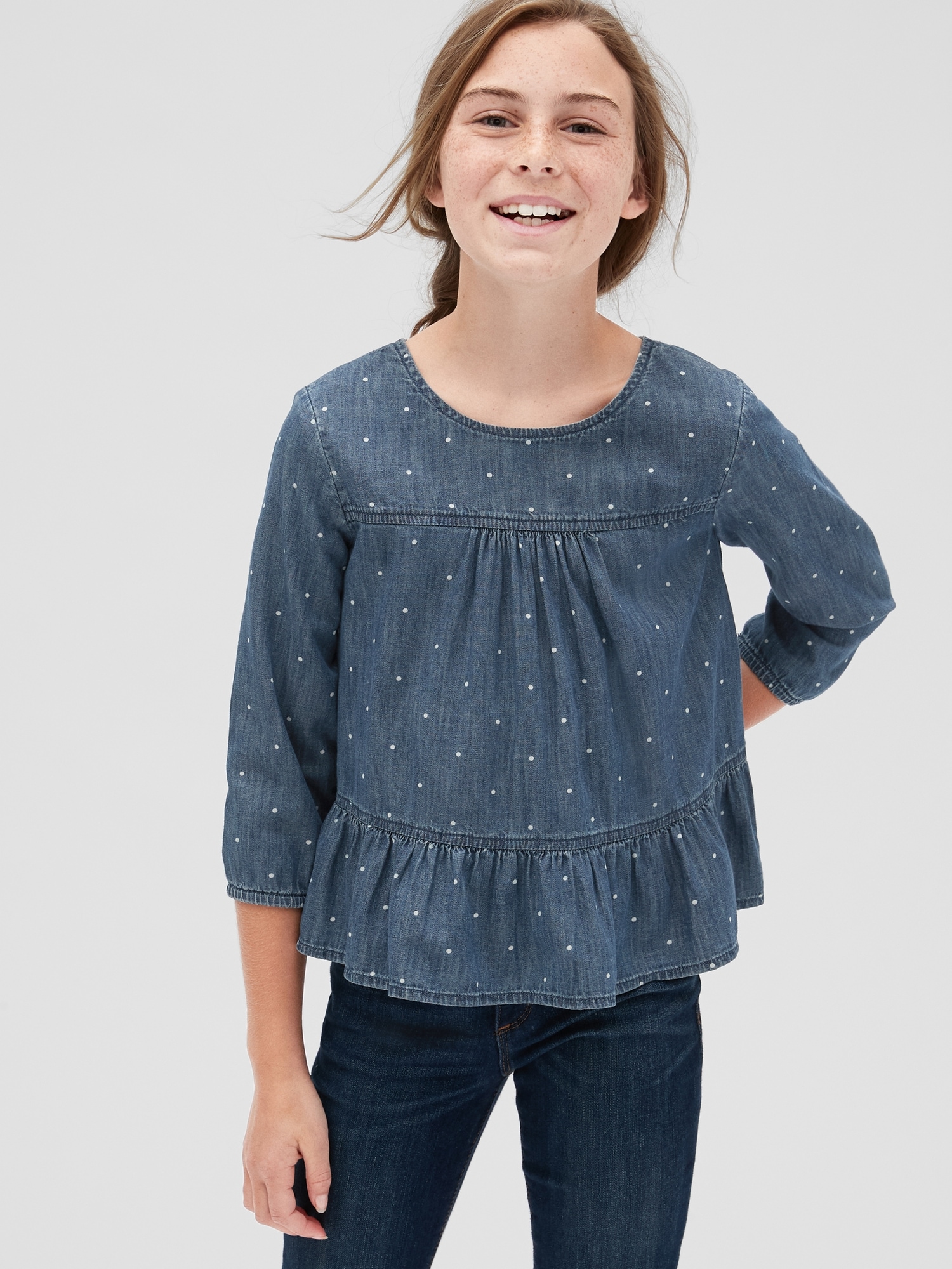 Kids Denim Dot Tiered Top | Gap