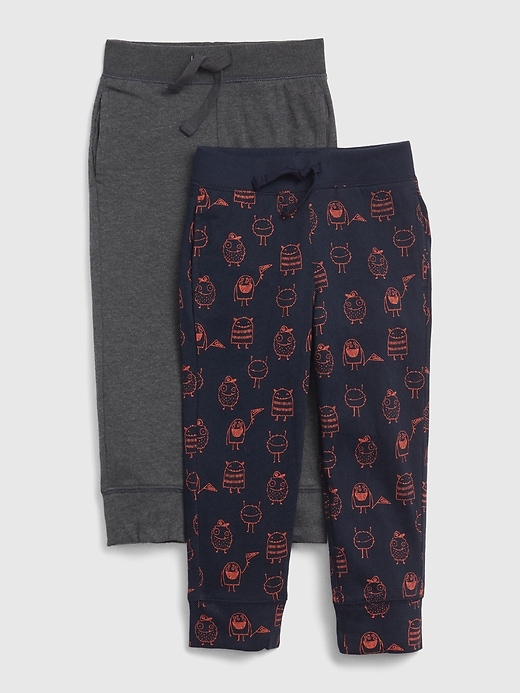 1 of 8 showing, with the color multi print of product Toddler Organic Cotton Pull-On Joggers (2-Pack)