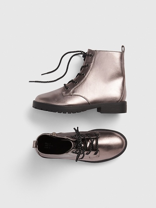 Image number 1 showing, Kids Metallic Lace-Up Booties