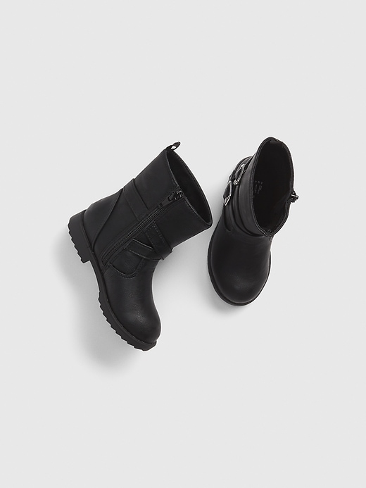 2 of 8 showing, with the color true black of product Toddler Moto Boots