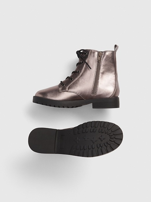 Image number 2 showing, Kids Metallic Lace-Up Booties
