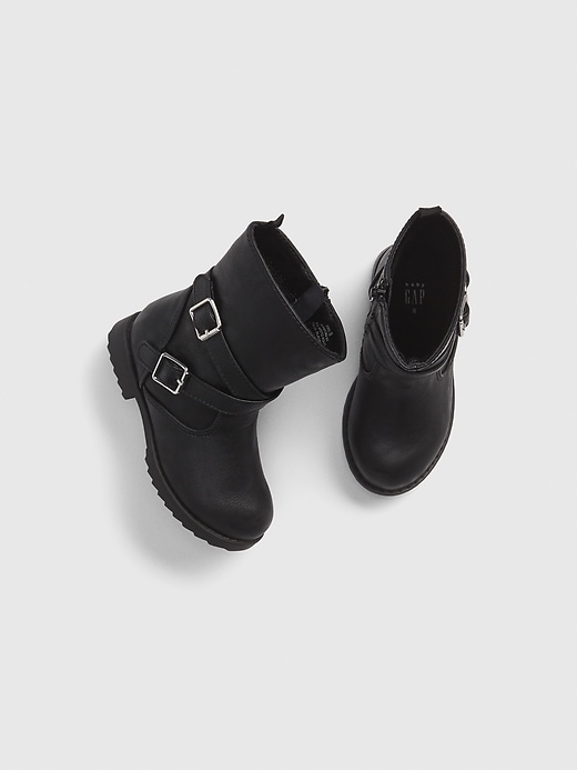 1 of 8 showing, with the color true black of product Toddler Moto Boots