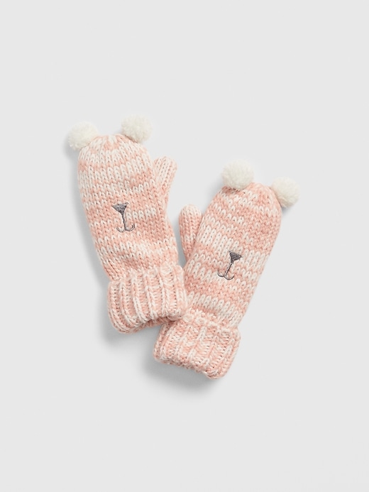 1 of 8 showing, with the color pink heather of product Kids Bear Mittens