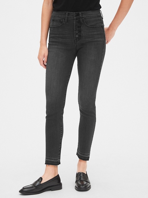 1 of 8 showing, with the color washed black of product High Rise True Skinny Ankle Jeans with Secret Smoothing Pockets