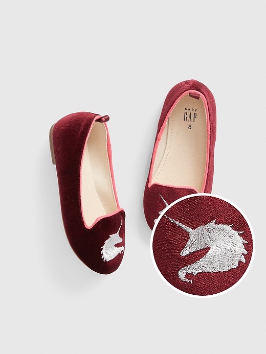 View large product image 1 of 1. Toddler Graphic Velvet Flats