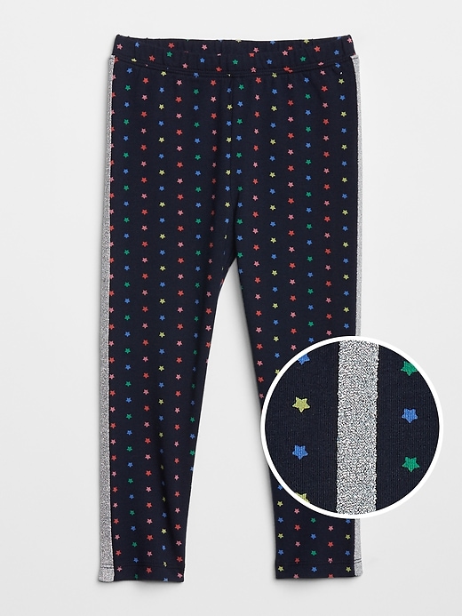 Image number 1 showing, Toddler Print Glitter Leggings in Stretch Jersey