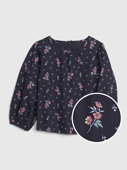 1 of 8 showing, with the color navy floral of product Toddler Volume-Sleeve Top