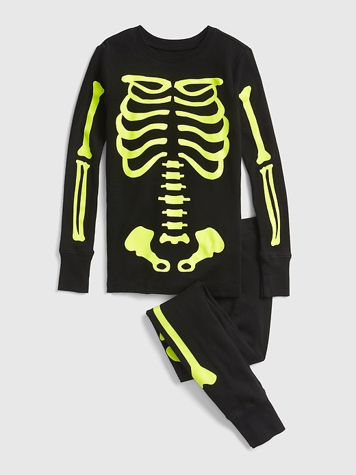 Image number 1 showing, Kids Glow-in-the Dark Skeleton PJ Set